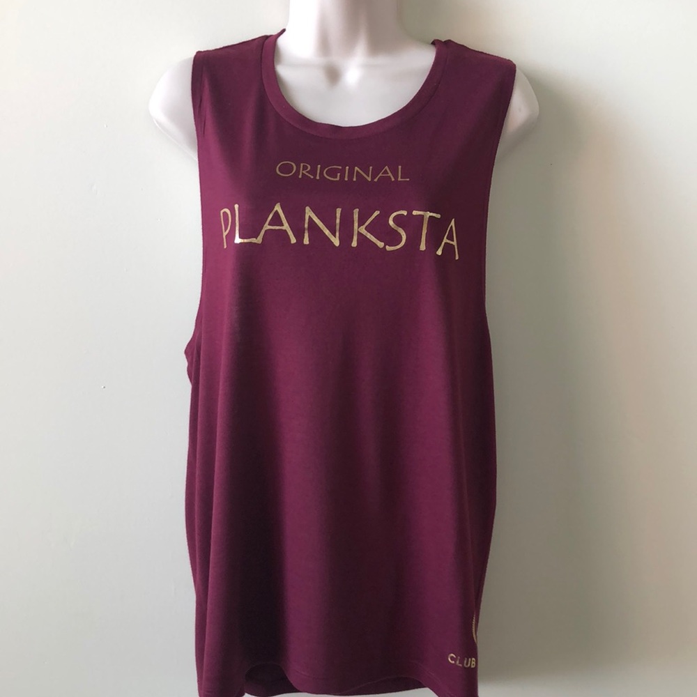 Club Pilates “Original Planksta” muscle tank.